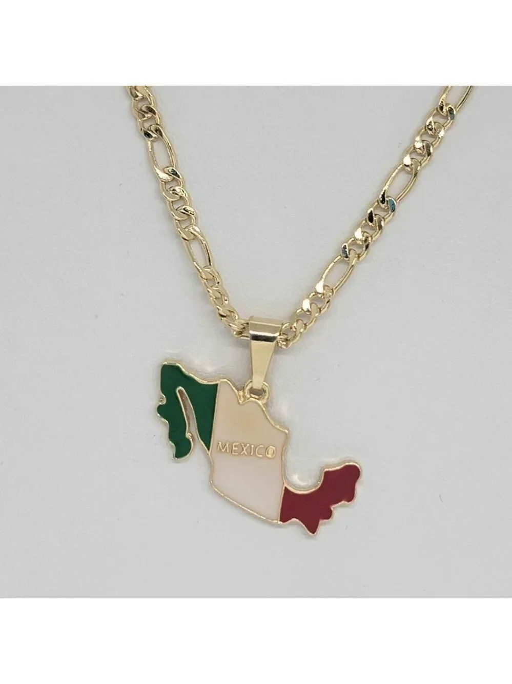 Brand New Brazilian 18k Gold Filled Mexican Flag Necklace